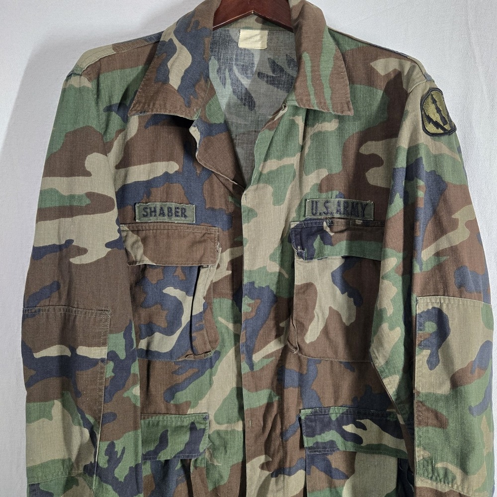 US Army BDU Jacket Mens Large Reg. Woodland Camo Ripstop Hot Weather Combat
